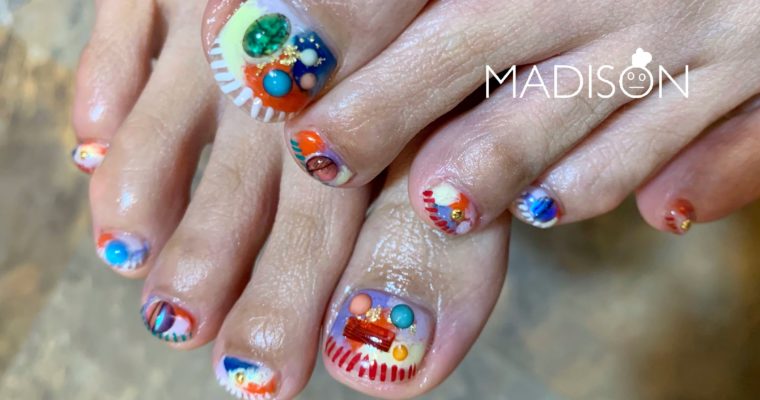 colorful foot nail 🌈🌈