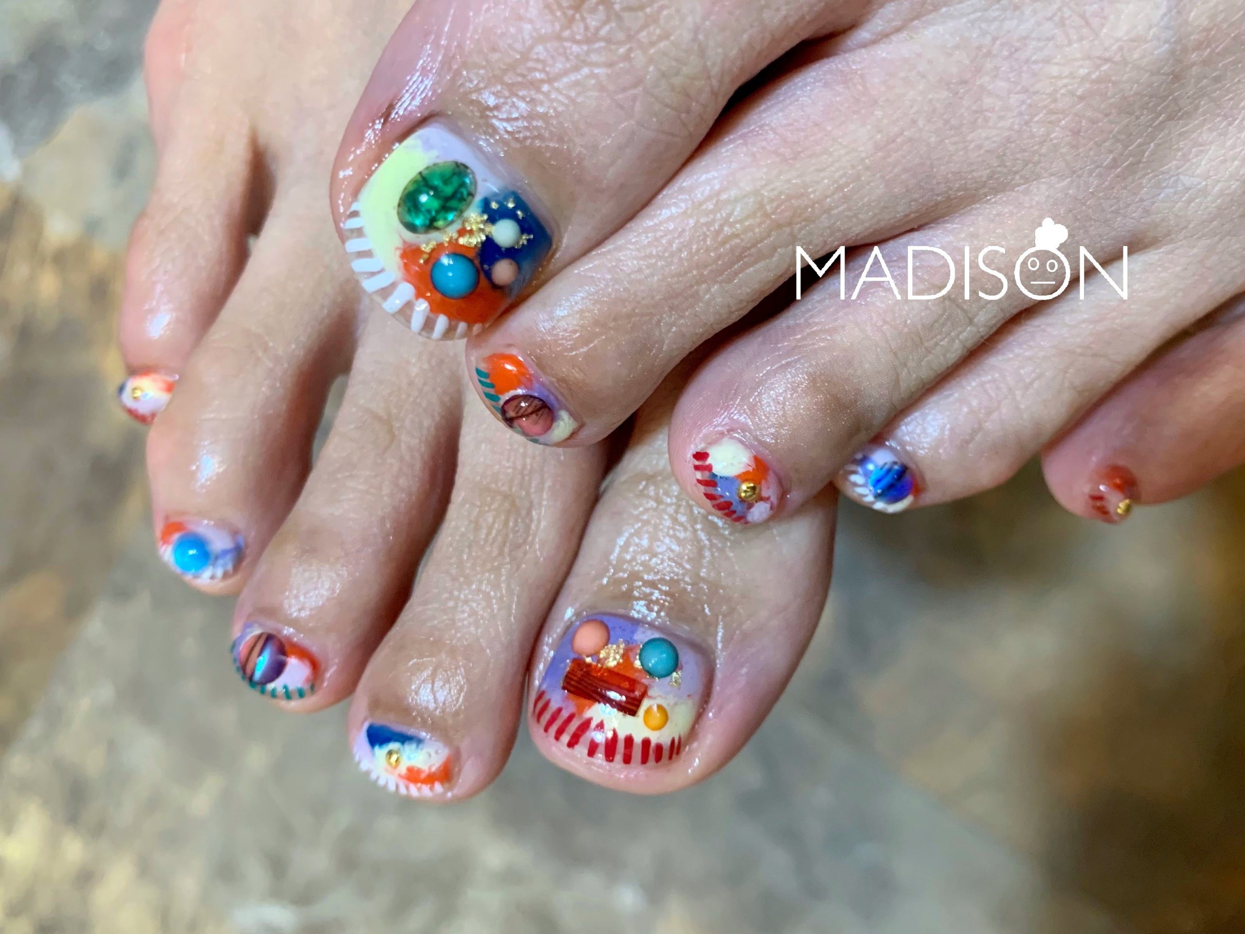 colorful foot nail 🌈🌈