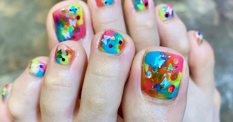 colorful foot nail 🌈🌈