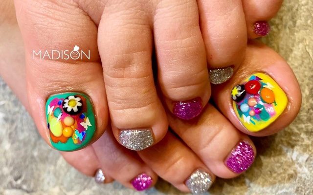 colorful foot nail🌈🌈