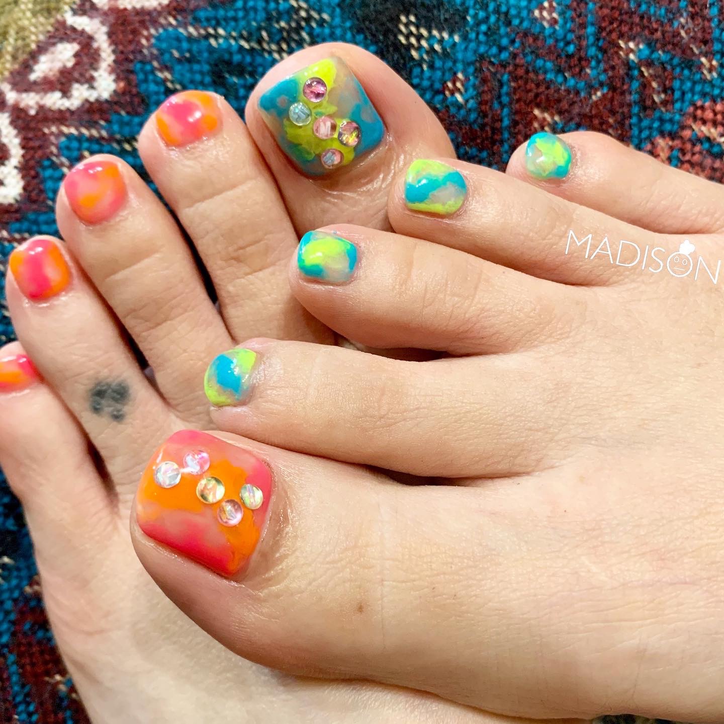 colorfu foot nail🌈🌈