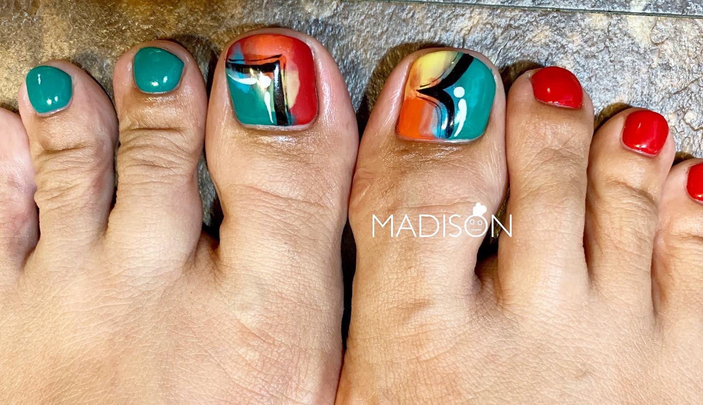 colorful foot nail